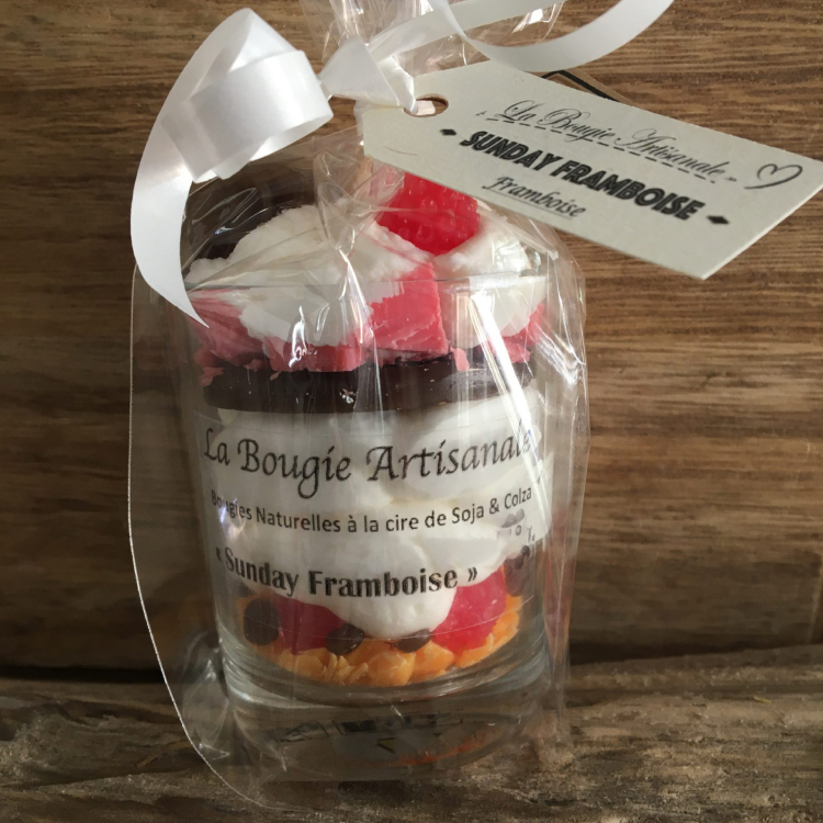 Bougie artisanale framboise fabriquée à la main
