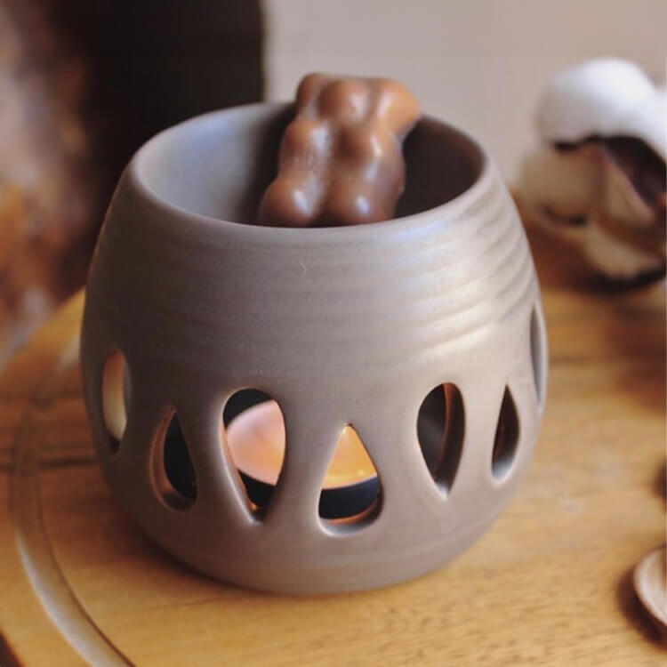 Brûle-parfum gouttes d’eau marron